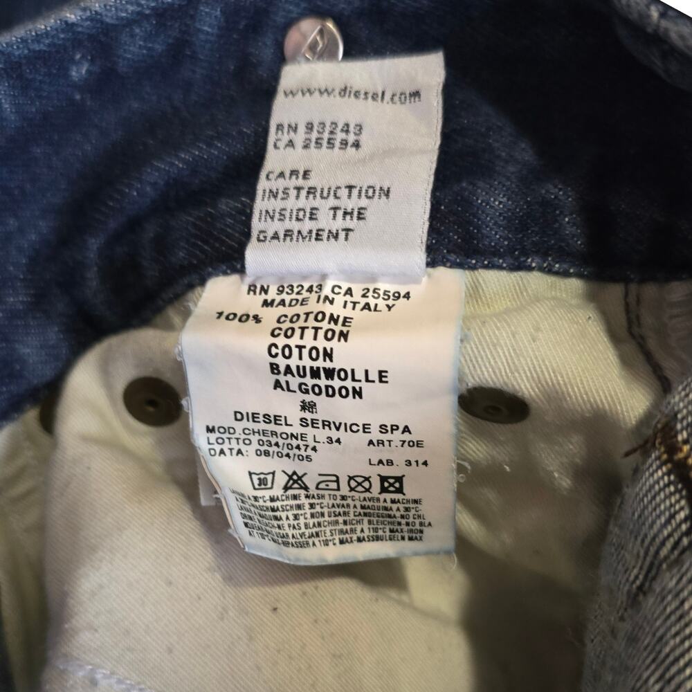 VINTAGE Y2K Diesel Cherone Low Rise Bootcut Blue Jeans Made in Italy Size 26 - Picture 5 of 8